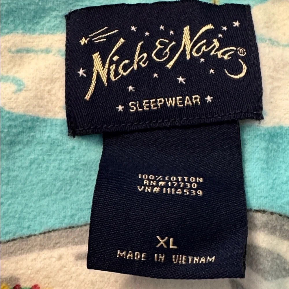 Nick & Nora Blue Pajama Top with Flamingo Design - Picture 2 of 4